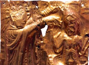 Haraldo-Dente-Azul sendo batizado pelo bispo Poppo, o missionário, cerca de 960 d.C.