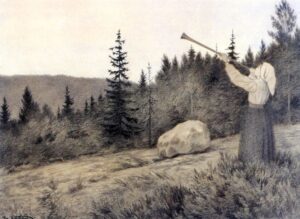Op under Fjeldet toner en Lur, Theodor Kittelsen, 1900